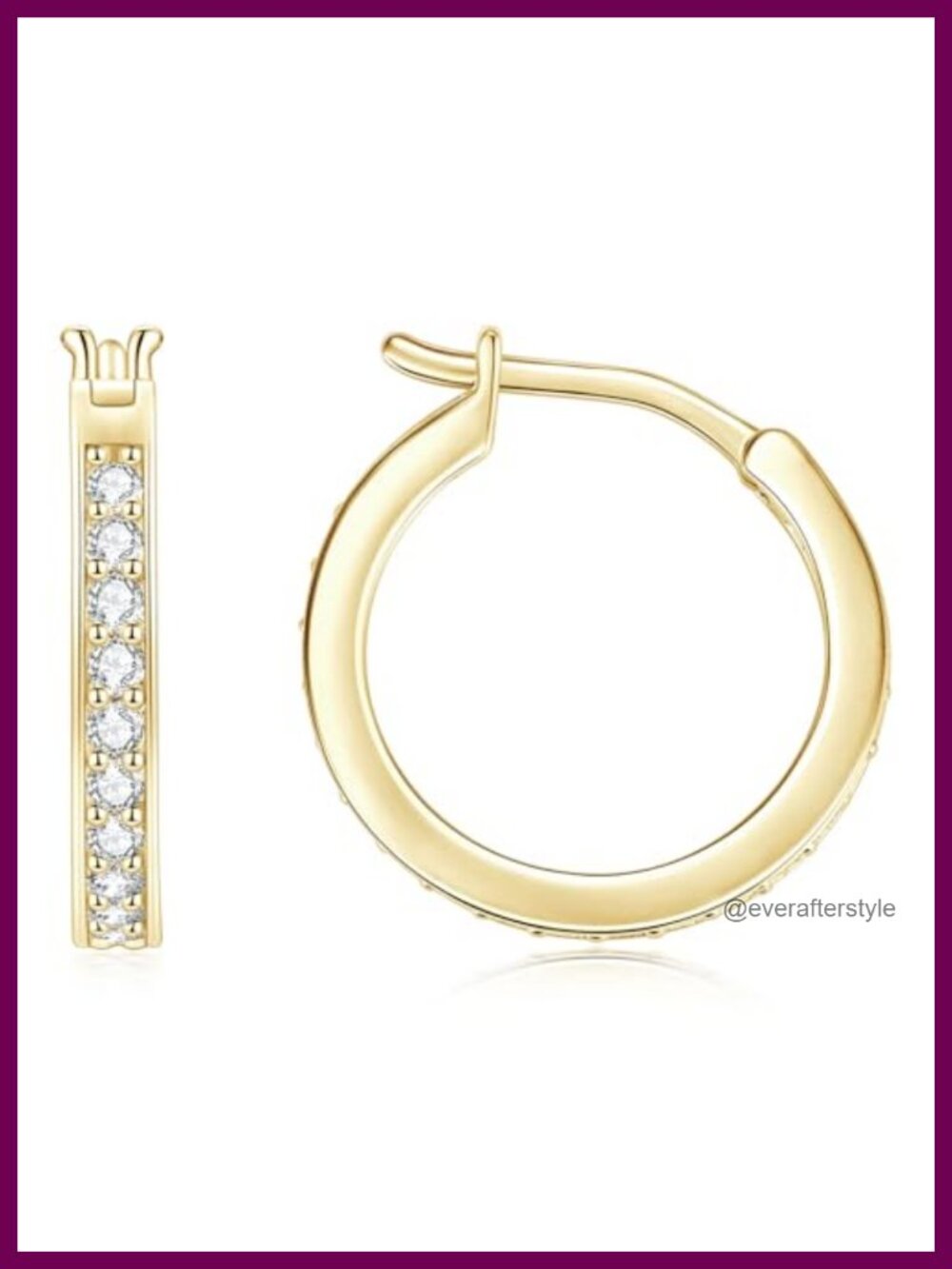 Moissanite Round Hoop Earrings 14K Yellow Gold Plated Women's Jewelry